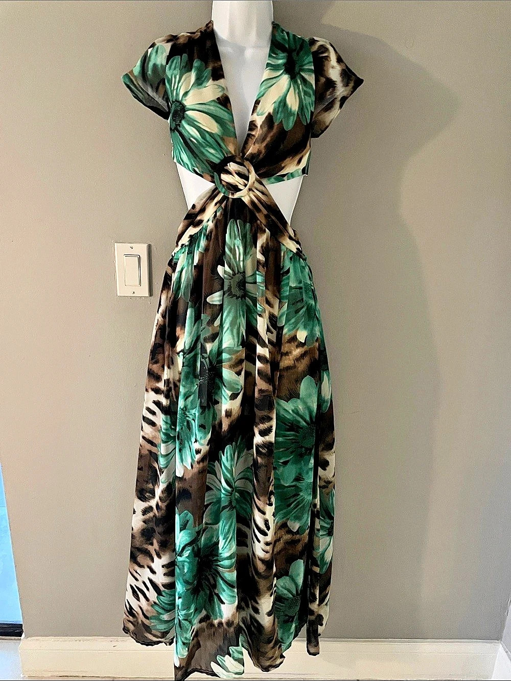 STEPS Floral Animal Print Maxi Dress